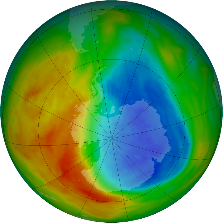 Antarctic ozone map for 13 October 1982